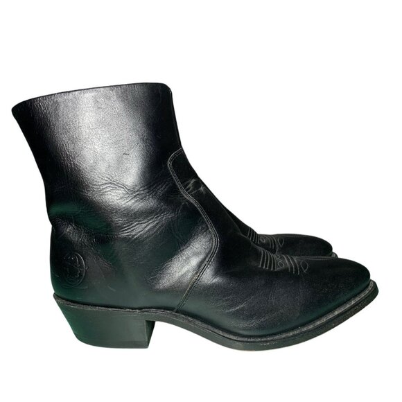 Durango Black Leather Side Zip Up Short Western Boots Mens Size 10.5 D USA Made - Picture 5 of 9